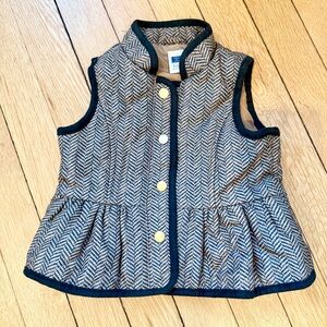 Janie and Jack Herringbone Quilted Vest with Brown and Gold Details